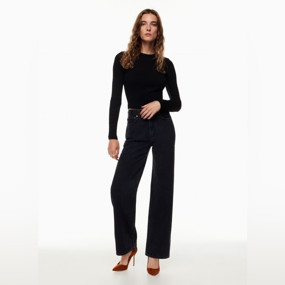 Denim Forum Black Wide-Leg Jeans